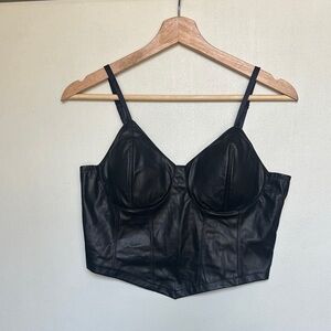 Steve Madden Black Faux Leather Crop Top